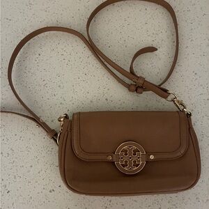 Brown Leather Tory Burch Mini Shoulder Bag